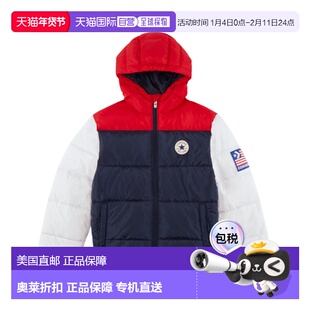 自营Converse Varsity Puffer Jacket Boys Colorblock Full Zip