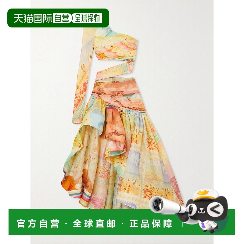 香港直邮潮奢 ZIMMERMANN 女士 中长连衣裙 6931DTAM真丝亚麻纯棉