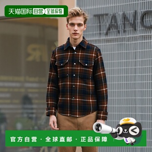 自营欧洲直邮WOOLRICH 23年新款 Alaskan系列 男士棕色棉混纺格纹