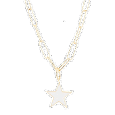自营 Adornia 白色珐琅星星吊坠项链金纯银 .925 纯银 - 白色 美