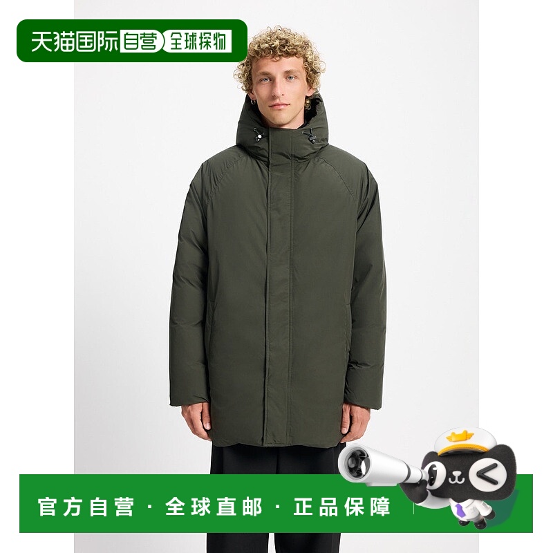 自营欧洲直邮Pyrenex Spark男士深卡其色羽绒连帽派克大衣