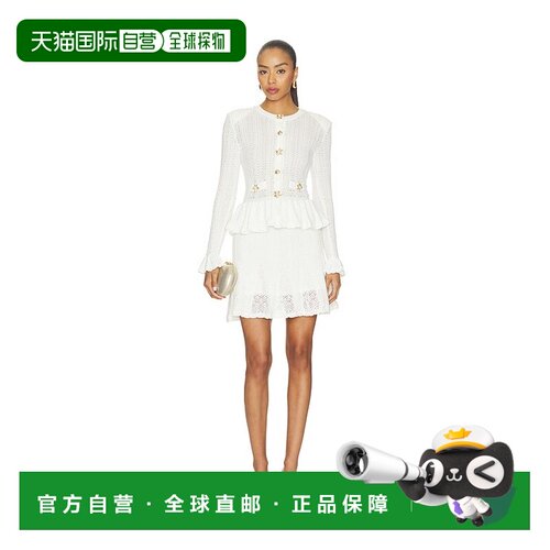 香港直邮Self-Portrait 女士 白色网眼提花收腰针织迷你连衣裙 AW