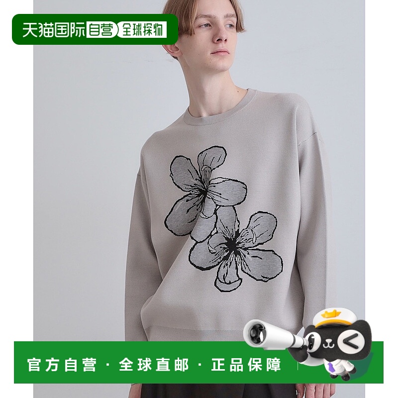1h可退 日本直邮tk.TAKEO KIKUCHI男装 花朵图案针织套头衫 高针