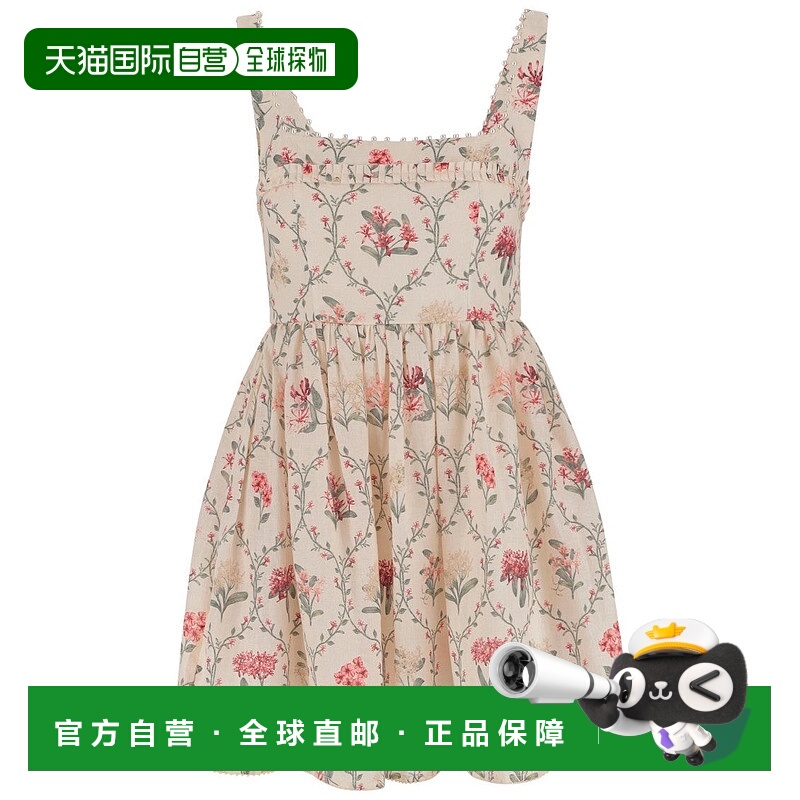 自营 agua by agua benditaBarbara Mini Orquidea Dress - neutr