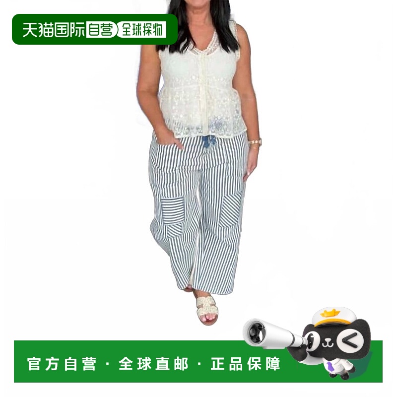 自营bibiStripe Twill Gypsy Fit Pants In Navy - navy 美国奥莱