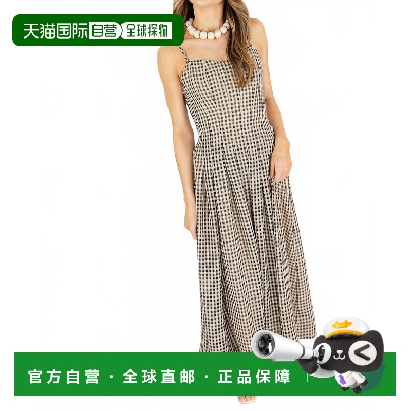 自营 rebecca taylor女式Aster Gingham米色连衣裙 美国奥莱直发