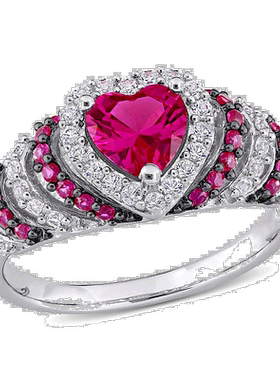 自营 Mimi & Max 1 3/4 克拉 TGW 人造红宝石和人造白色蓝宝石心