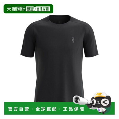 自营欧洲直邮On Running昂跑 Performance男士黑色聚酯纤维圆领短