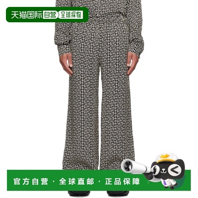香港直邮Balmain 巴尔曼 男士 灰白色 & 黑色 Monogrammed Flowin