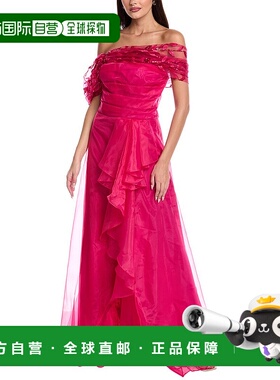 自营 Rene Ruiz硬纱薄纱露肩礼服-粉红色 连衣裙美国奥莱直发长裙