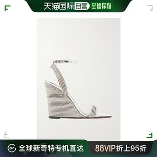 Wow 水晶装 AQUAZZURA 饰金属感皮质坡跟凉 香港直邮潮奢 女士