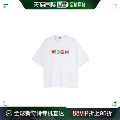 香港直邮Msgm女士T恤白色字母logo简约百搭3341MDM177-227798-01