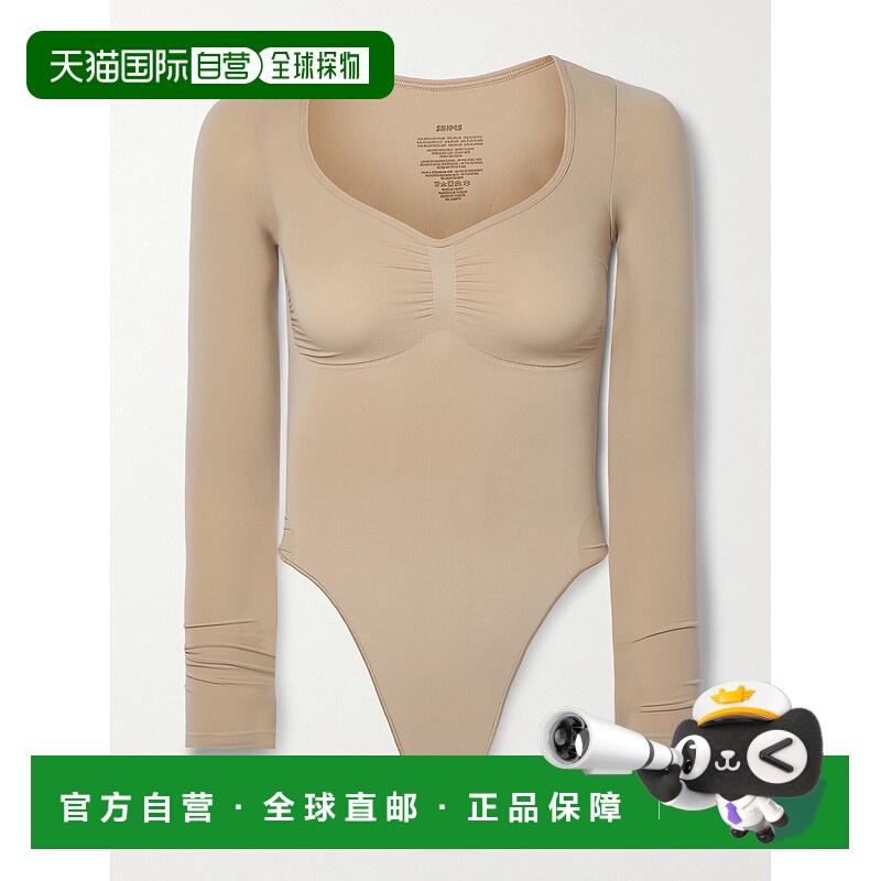 1h可退 香港直邮潮奢 SKIMS 女士 Sculpt Thong 无缝长袖土褐色连