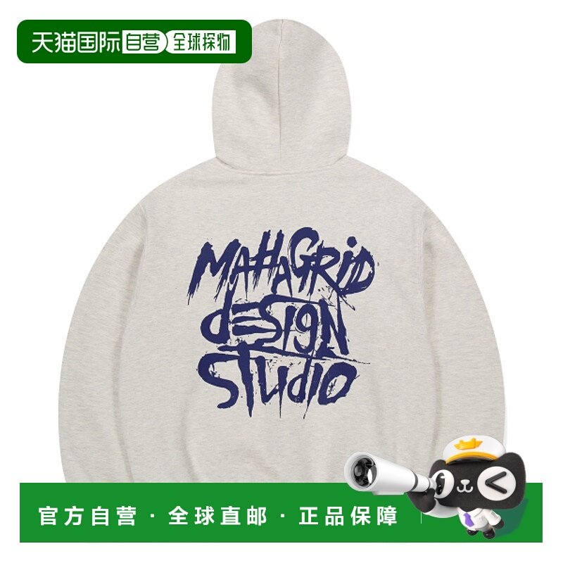 韩国直邮MAHAGRID 男士连帽衫MG2EFMM412AOM SLASH LOGO HOODIE O