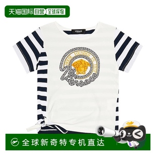女童 1h可退 Young 香港直邮潮奢 印花条纹棉质针织T恤童 Versace