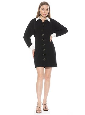 alexia admor【美国奥莱】直发 天鹅绒连衣裙 - 黑色/象牙色