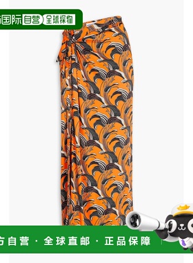 1h可退 香港直邮Rabanne 女士 Paco 图案印花褶饰中长半身裙 22FJ