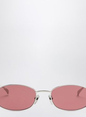 潮奢 Gucci 古驰 女士 SILVER/RED 椭圆形太阳眼镜 840020I3330