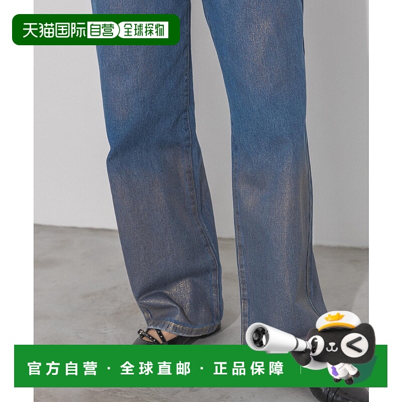 1h可退 日本直邮PAGEBOY 女士箔加工经典高腰牛仔裤 121929直筒裤