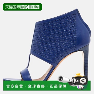 自营Salvatore Ferragamo Blue Perforated Leather Pacella Open