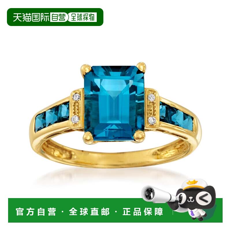 自营 14 克拉黄金 Ross-Simons 伦敦蓝色托帕石戒指 - 蓝色 美国