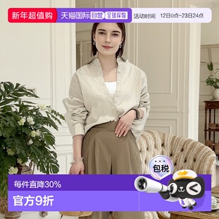 日潮跑腿【特惠清仓】优衣库女装法国麻衬衫长袖衬衣调衫薄外套