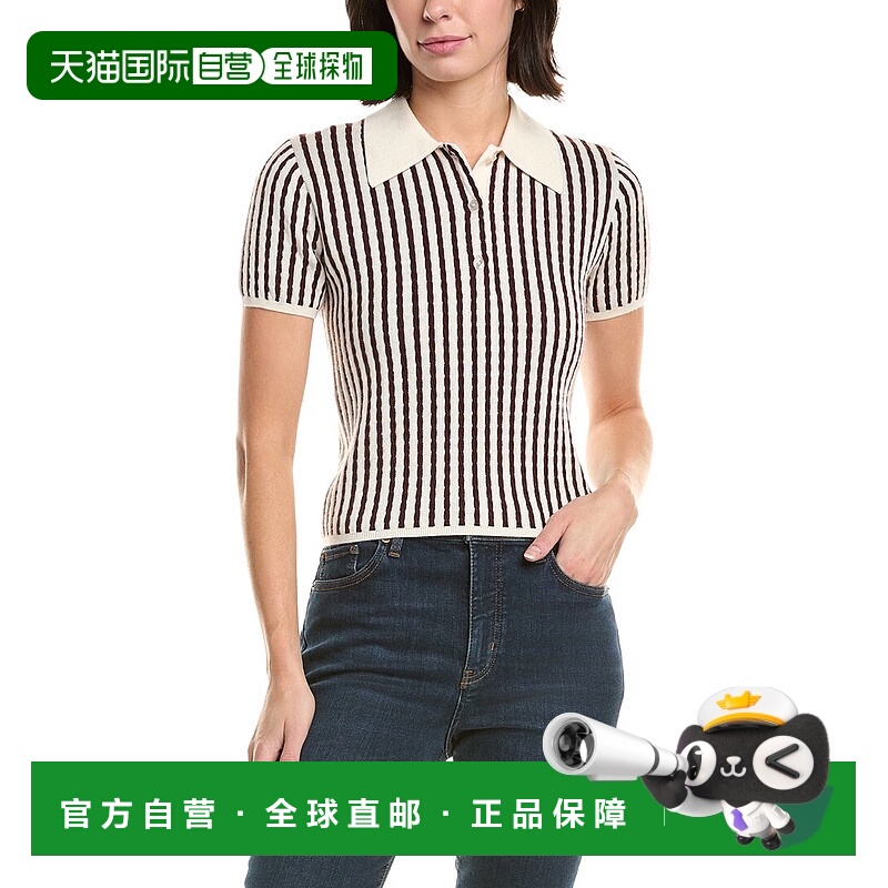 自营FRAME Denim The Cable Polo Cashmere & Silk-Blend Sweater