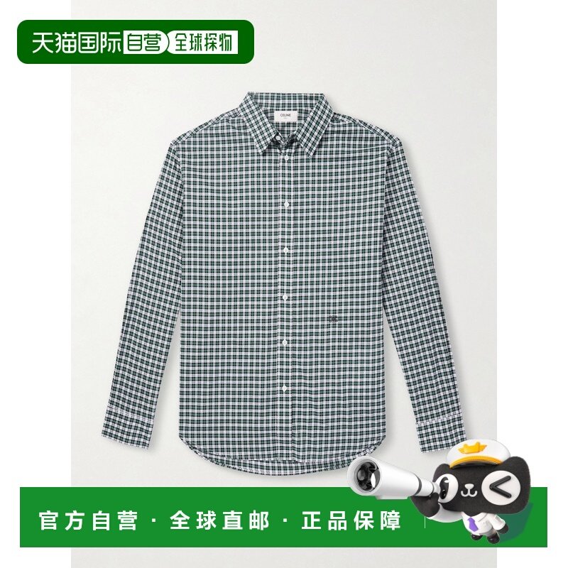 1h可退 香港直邮Celine 思琳 男士 格紋長袖襯衫 RC0AZ1393