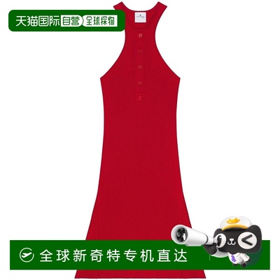 自营courreges红色潜水连衣裙，带有工字型和喇叭形轮廓-红色 【