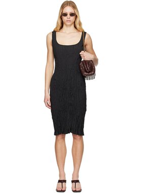 潮奢 Bottega Veneta 葆蝶家 女士 黑色褶皱连衣裙 812347V5AE0