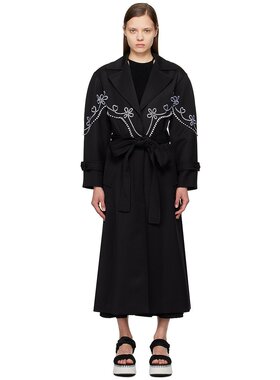 潮奢 Chloe 蔻依 女士 黑色刺绣大衣 CHC24UMA02076