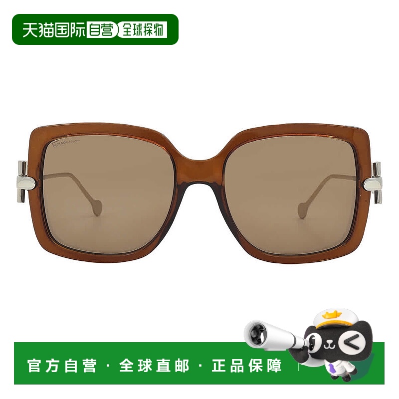 自营Salvatore Ferragamo Brown Square Ladies Sunglasses SF913