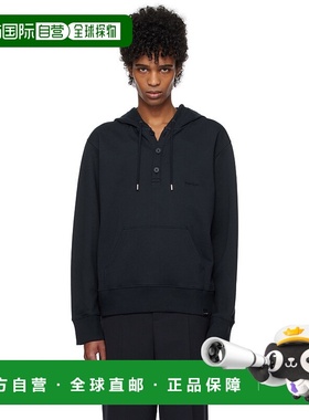 1h可退 香港直邮潮奢 Courreges 男士 海军蓝纽扣连帽衫 125JHO03