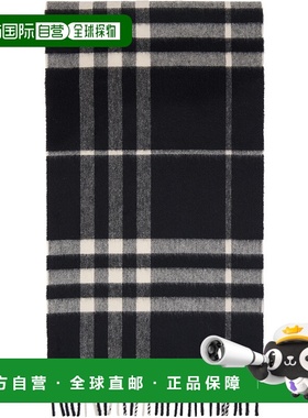 1h可退 香港直邮Burberry 巴宝莉 女士 黑色 Check Cashmere 围巾
