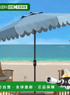 自营safavieh威尼斯单扇贝 9 英尺曲柄户外按钮倾斜雨伞 - 淡蓝色