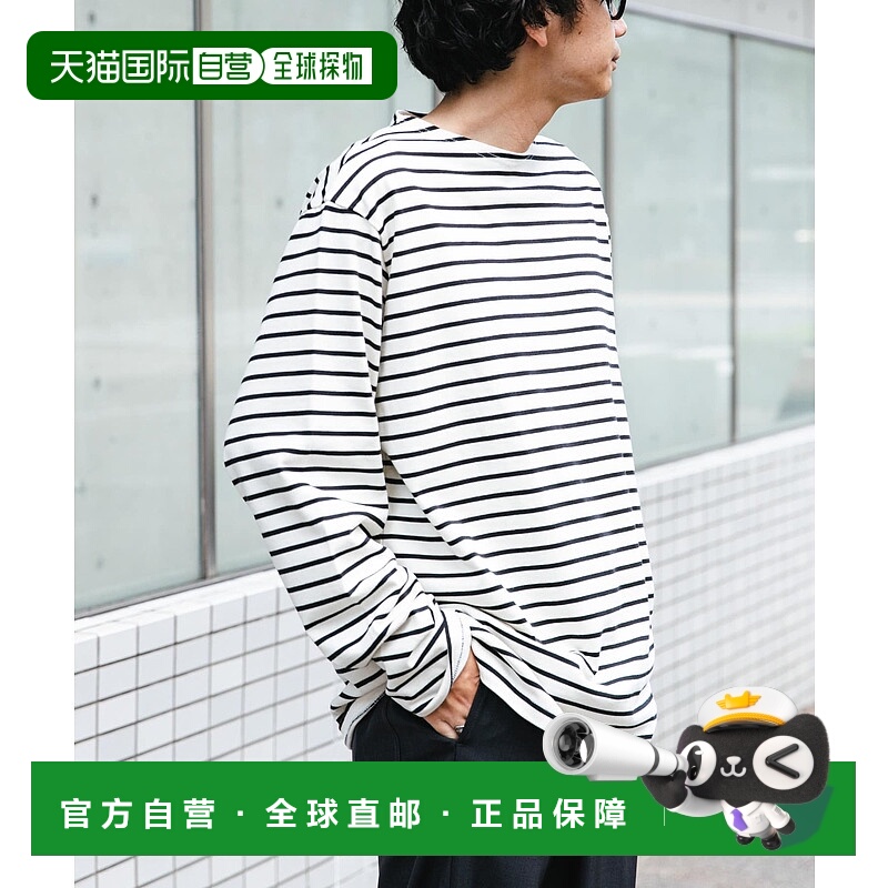 1h可退 日本直邮FORK&SPOON 男士有机棉圆领条纹T恤 DFA611V018