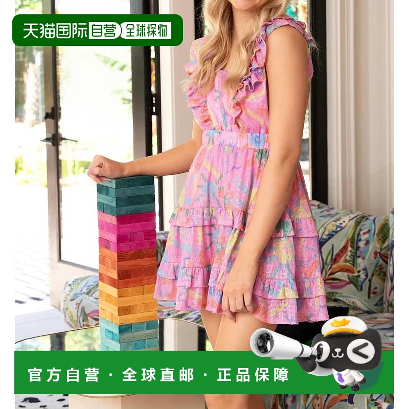 自营 queen of sparkles粉色露背抽象连衣裙 - 粉色 美国奥莱直发