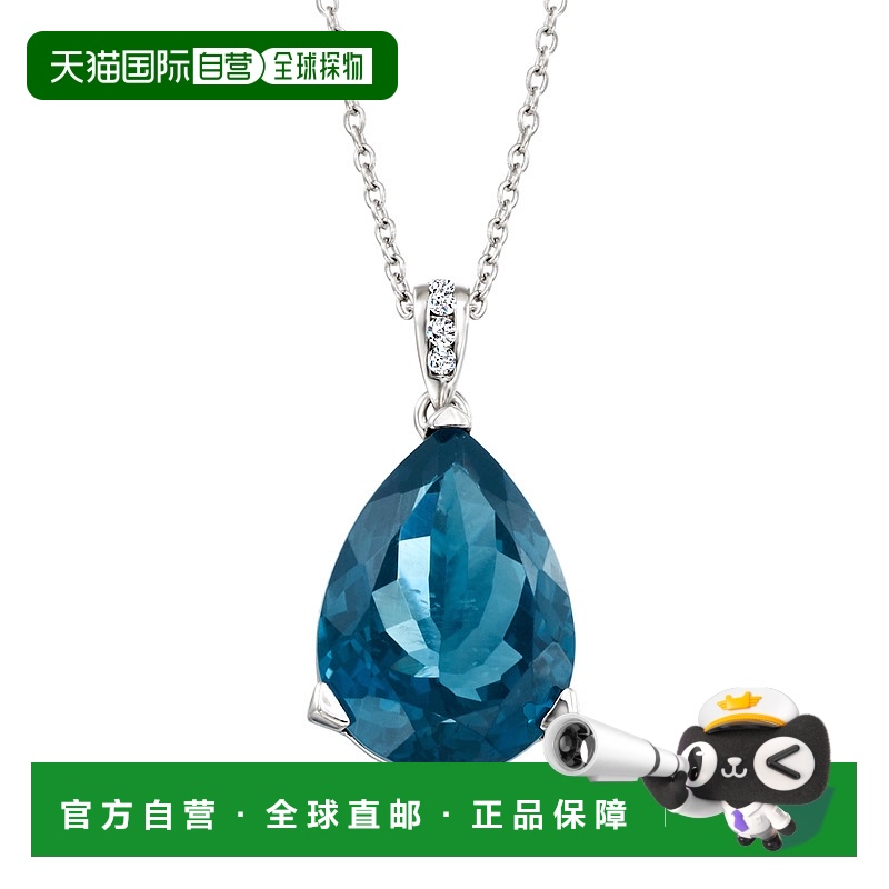 自营 Ross-Simons London Blue Topaz Pendant Necklace With Dia