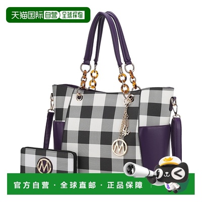 自营 mia k collectionBonita Checker Tote Handbag for Women's