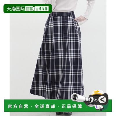 1h可退 日本直邮Honeys女士大格子A线长裙 573248757半身裙伞裙