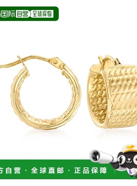 自营 Ross-Simons 意大利 14kt 黄金纹理贴身耳环 - 黄色 美国奥