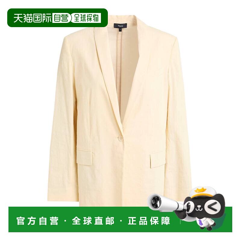 香港直邮THEORY 希尔瑞 女士 西装外套 yellow黄色 舒适时尚亚麻图片