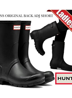 日本直邮HUNTER 女式原版后 ADJ 短 wfs1013rma blk 女士靴子雨鞋