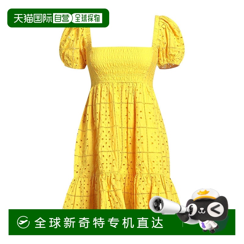 1h可退 香港直邮潮奢 GANNI 甘尼 女士 短款连衣裙 yellow黄色 舒