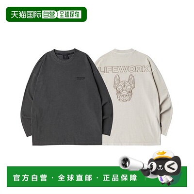 韩国直邮LIFEWORK 公用男士T恤LW221TL363新款宽松纯棉印花长袖