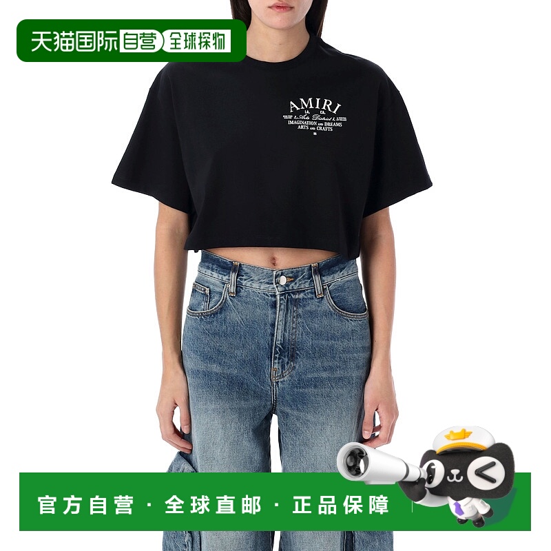 1h可退 香港直邮AMIRI 女士T恤 AWJYTE1034BLACK SS2025 黑色 徽T