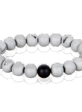 自营 Crucible 洛杉矶银 Druzy 玛瑙和黑色哑光玛瑙 10 毫米天然