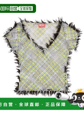 香港直邮DIESEL 女士T恤 A165060CLBX9XXA AW2024 灰色 V 领短袖