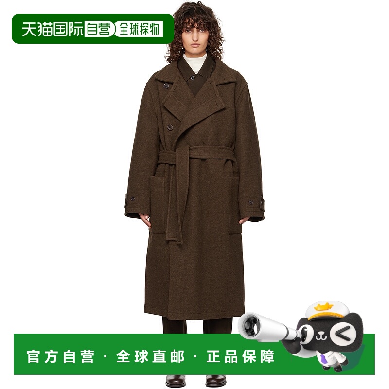 1h可退 香港直邮潮奢 Lemaire 女士 棕色裹身大衣 CO1090LF1117