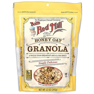 香港直邮鲍勃红磨坊,蜂蜜燕麦，12盎司（340克） ，麦片谷物麸皮